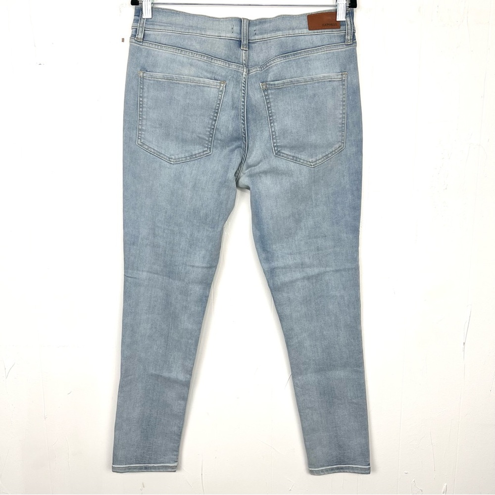 Express Skinny Mid-Rise Jeans Size 10 Stretch Light Wash - Picture 4 of 5